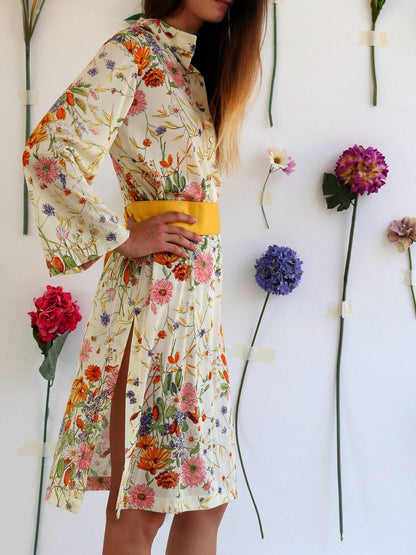 Lightweight Vintage Summer Dress with Wildflower Print