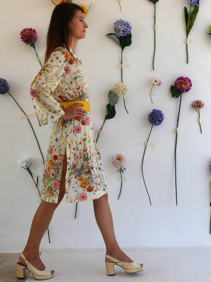 Lightweight Vintage Summer Dress with Wildflower Print