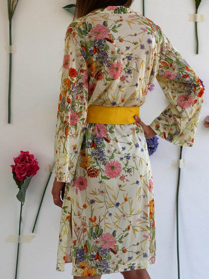 Lightweight Vintage Summer Dress with Wildflower Print