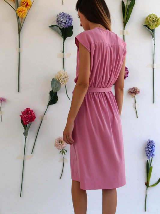 Light Pink Sleeveless Summer Dress with Belt