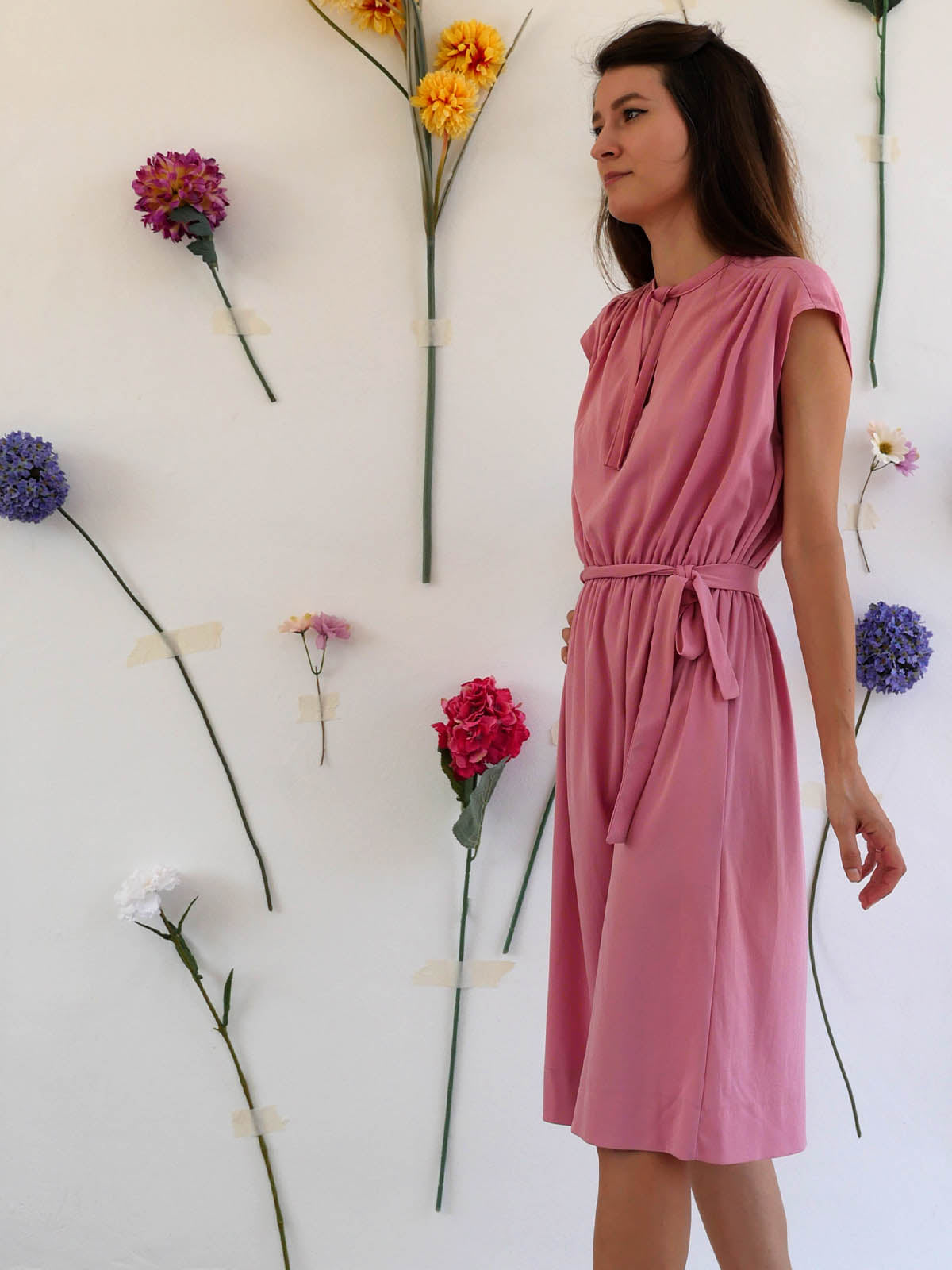 Light Pink Sleeveless Summer Dress with Belt