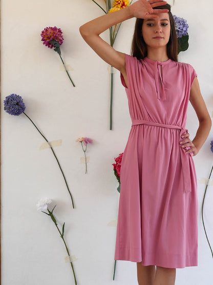 Light Pink Sleeveless Summer Dress with Belt