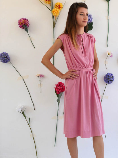 Light Pink Sleeveless Summer Dress with Belt