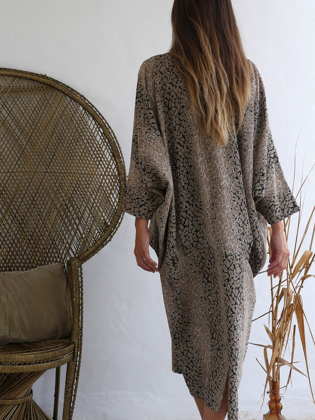 Animal Print Long Robe / Dress in Vintage Silhouette