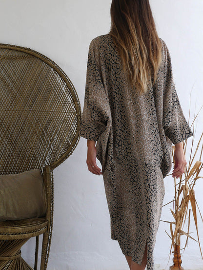 Animal Print Long Robe / Dress in Vintage Silhouette