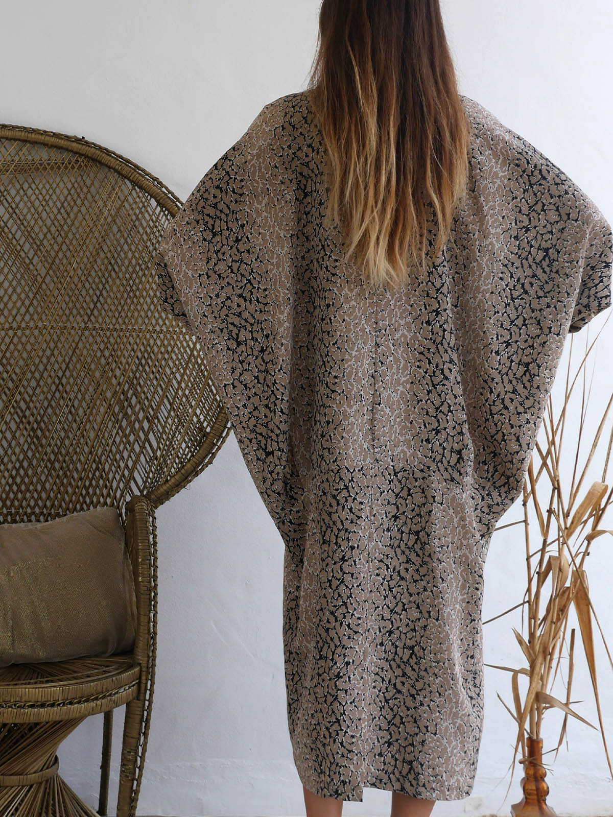 Animal Print Long Robe / Dress in Vintage Silhouette