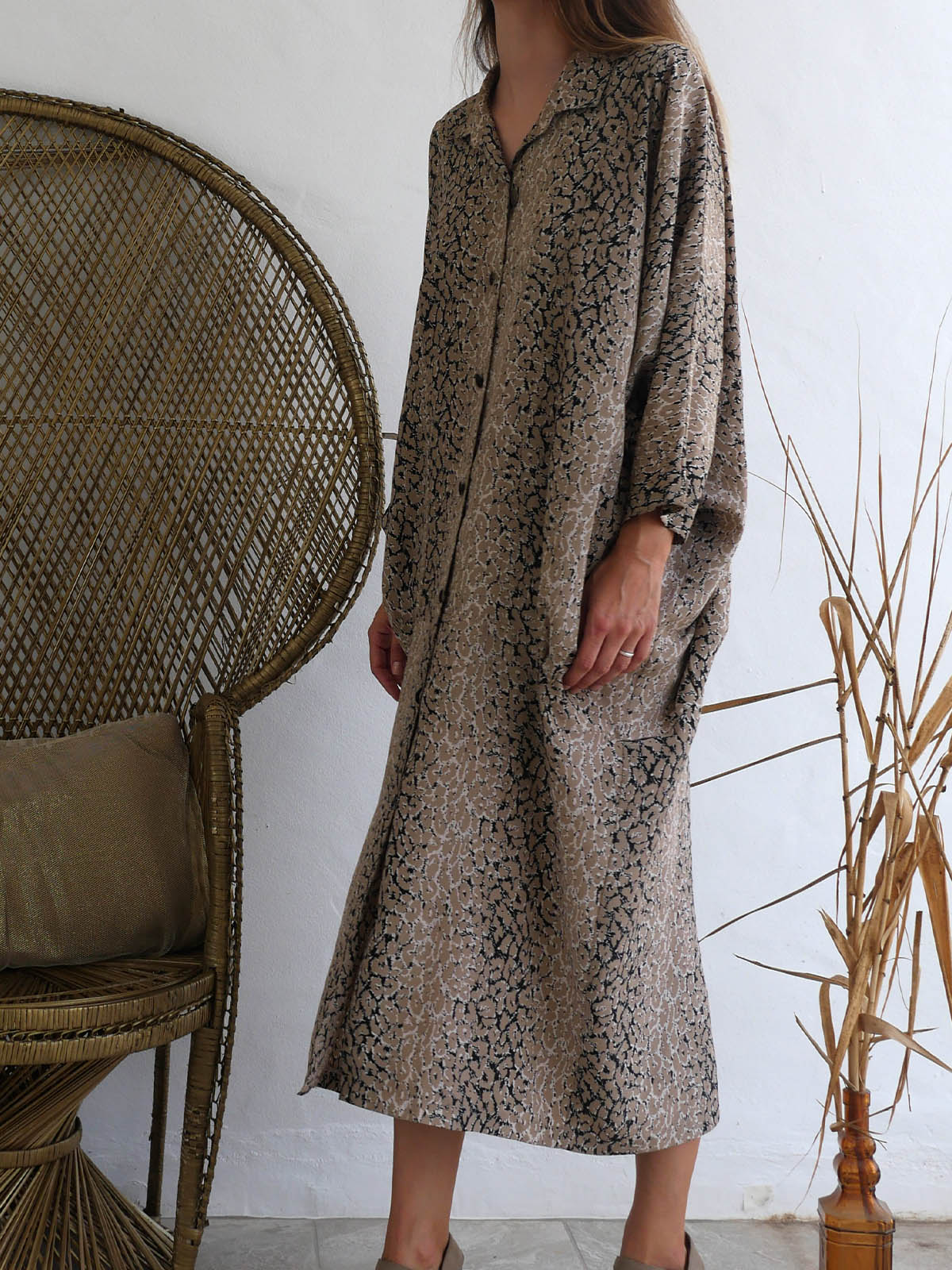 Animal Print Long Robe / Dress in Vintage Silhouette