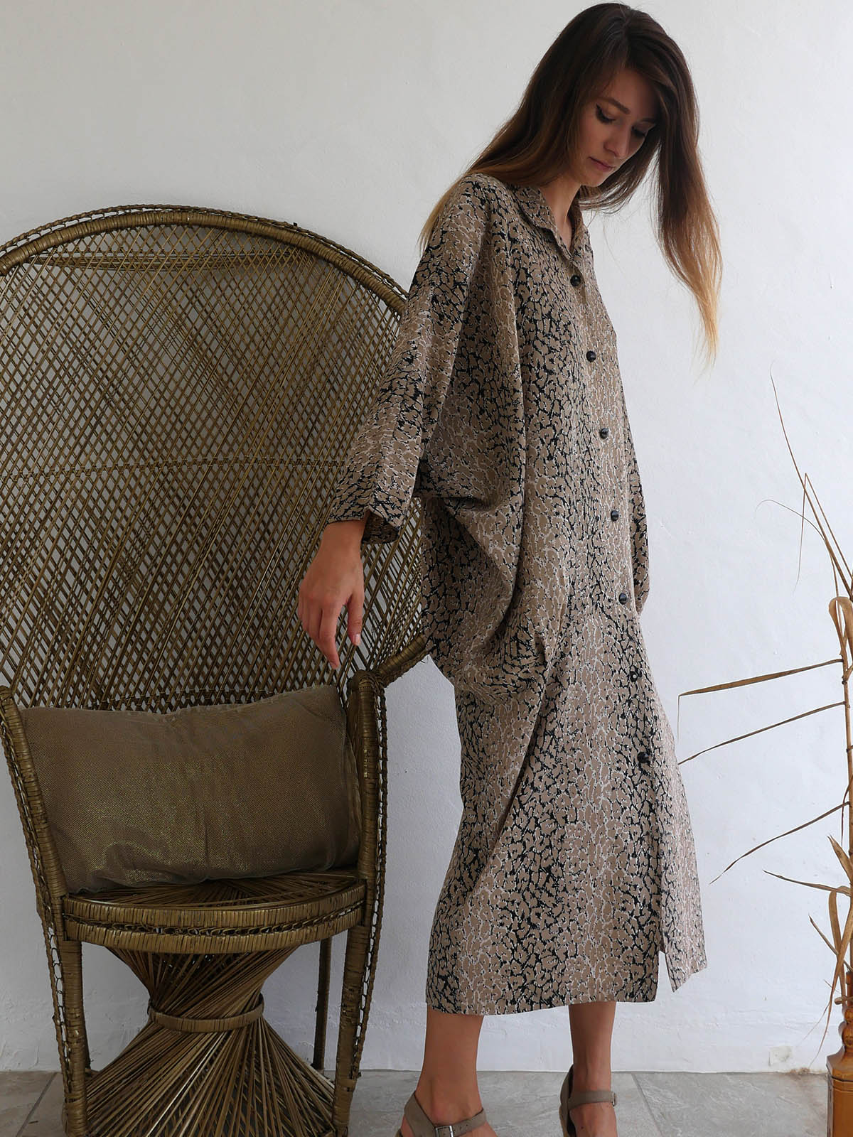 Animal Print Long Robe / Dress in Vintage Silhouette