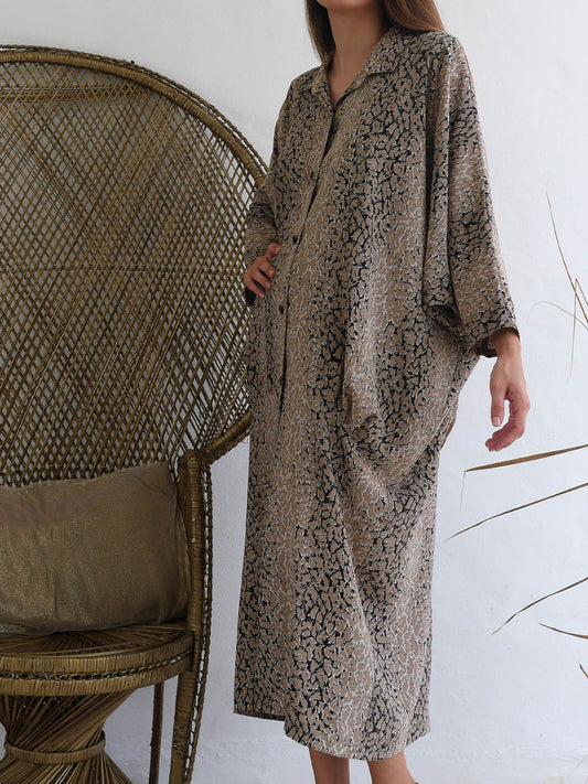 Animal Print Long Robe / Dress in Vintage Silhouette