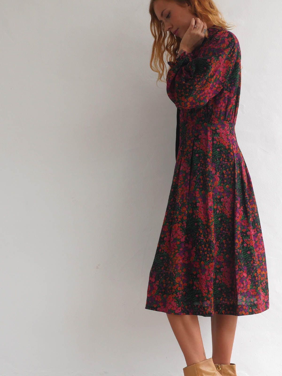 Vintage Floral Midi Dress 