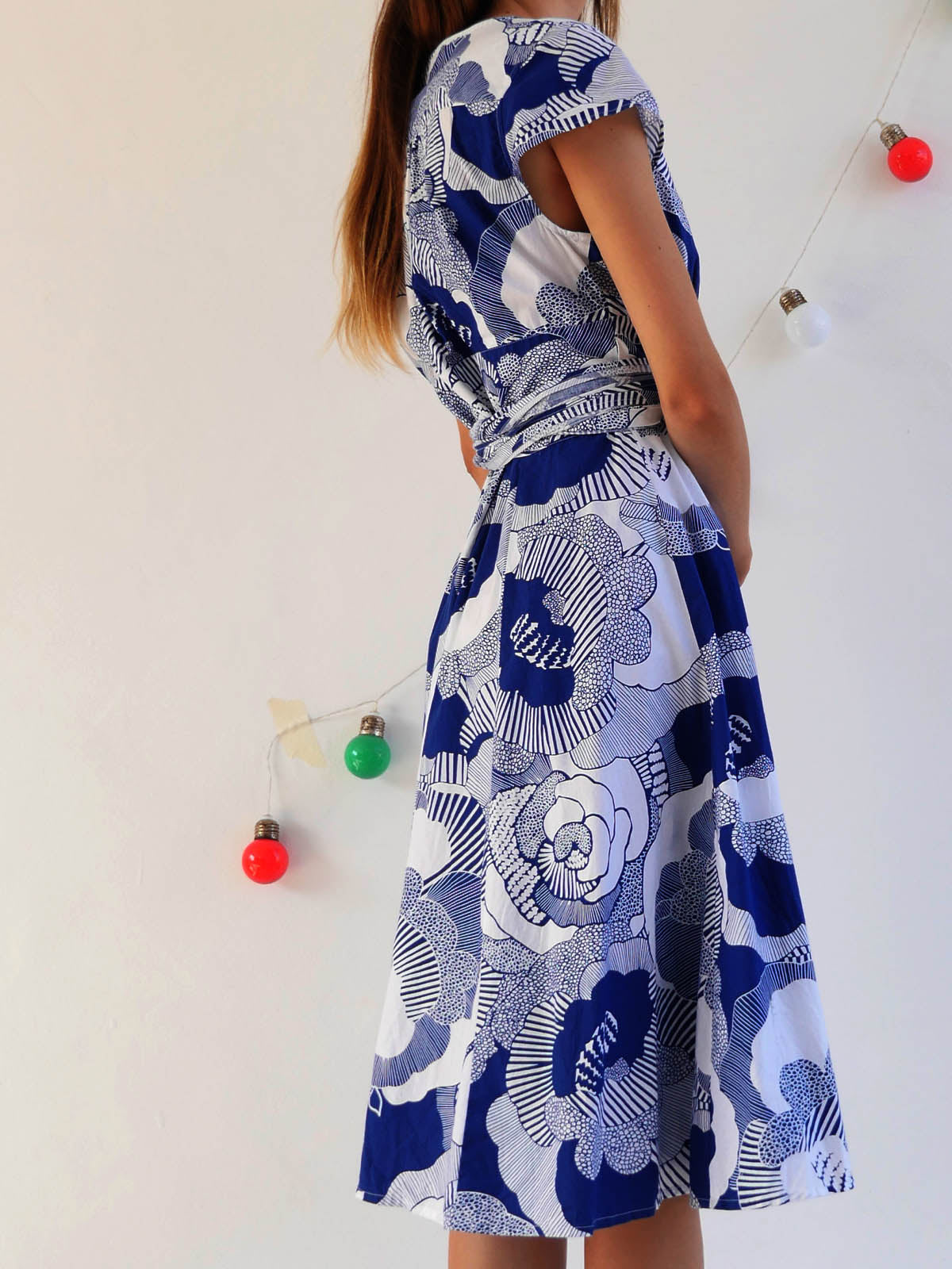 Summer Wrap Dress in Blue and White