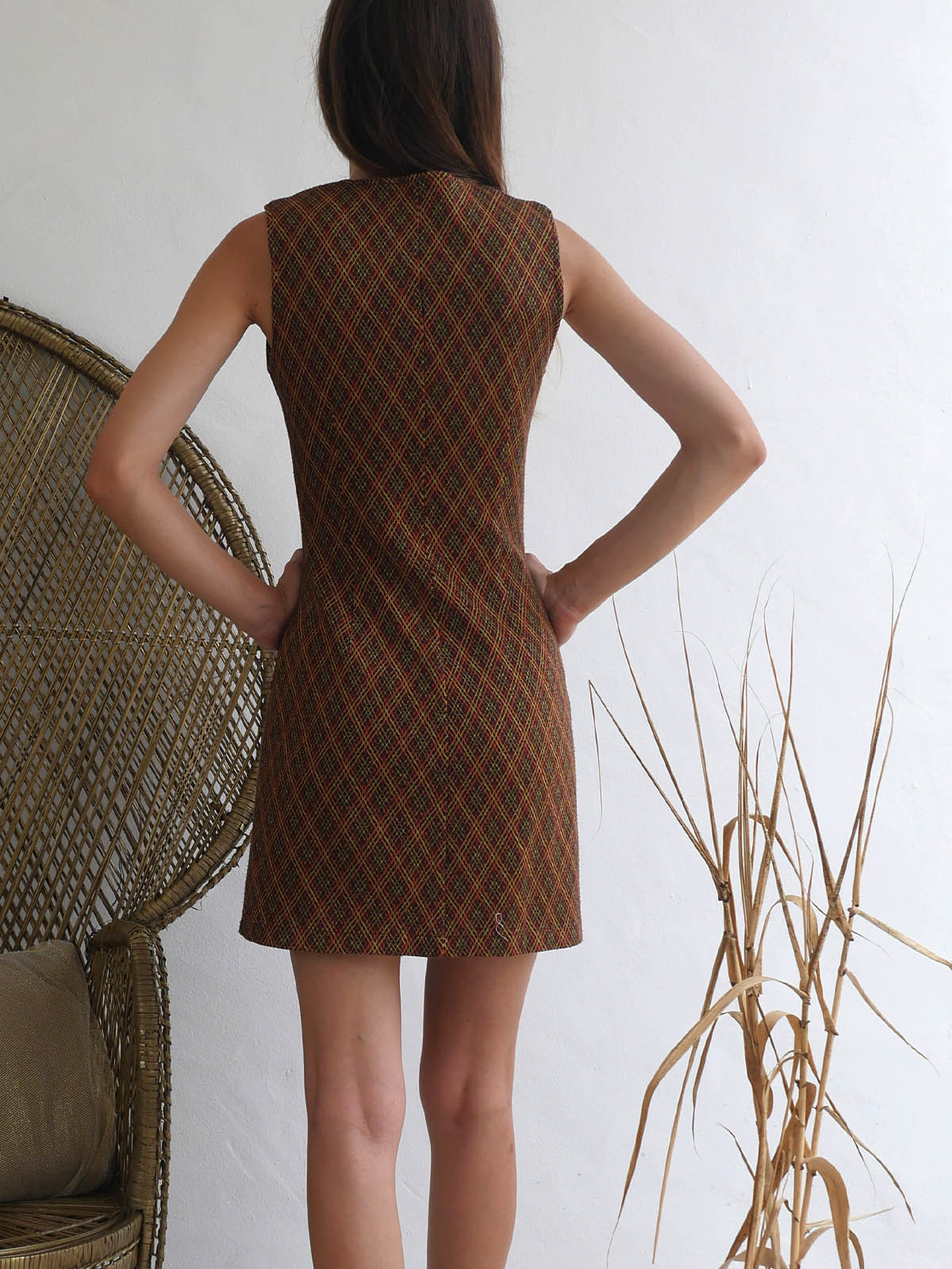 60s Youthquake Style Mini Dress in Earthy Colors