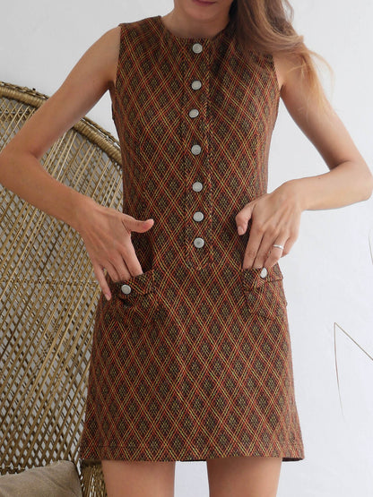 60s Youthquake Style Mini Dress in Earthy Colors